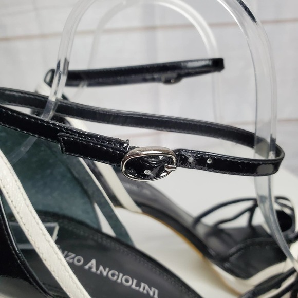 Enzo Angiolini Heels Womens 9.5 Eabreton Patent Leather Stiletto Black White - Picture 3 of 8